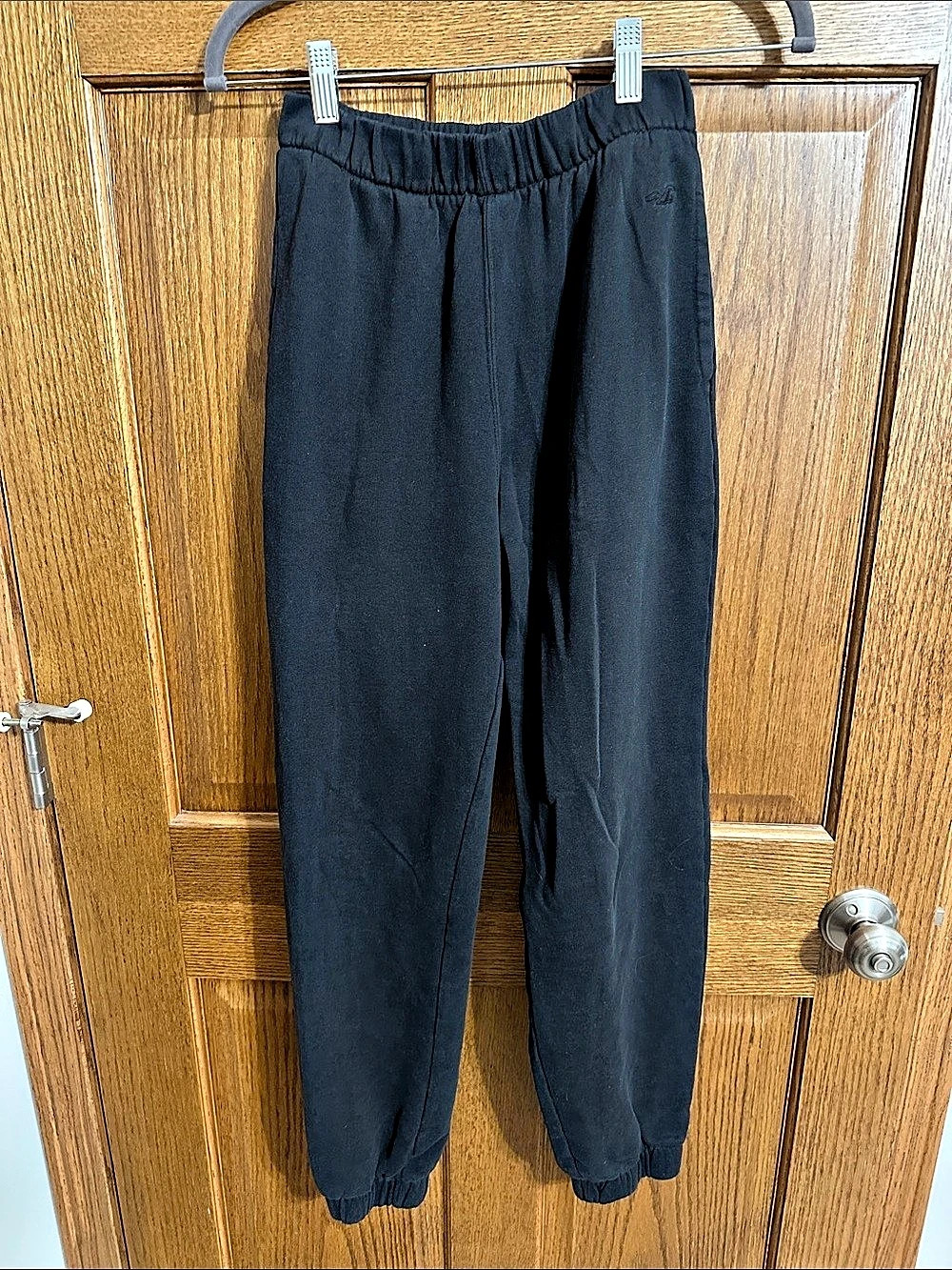 Hollister Adjustable-Rise Fleece Jogger Sweatpants Black Jogger Pants XS